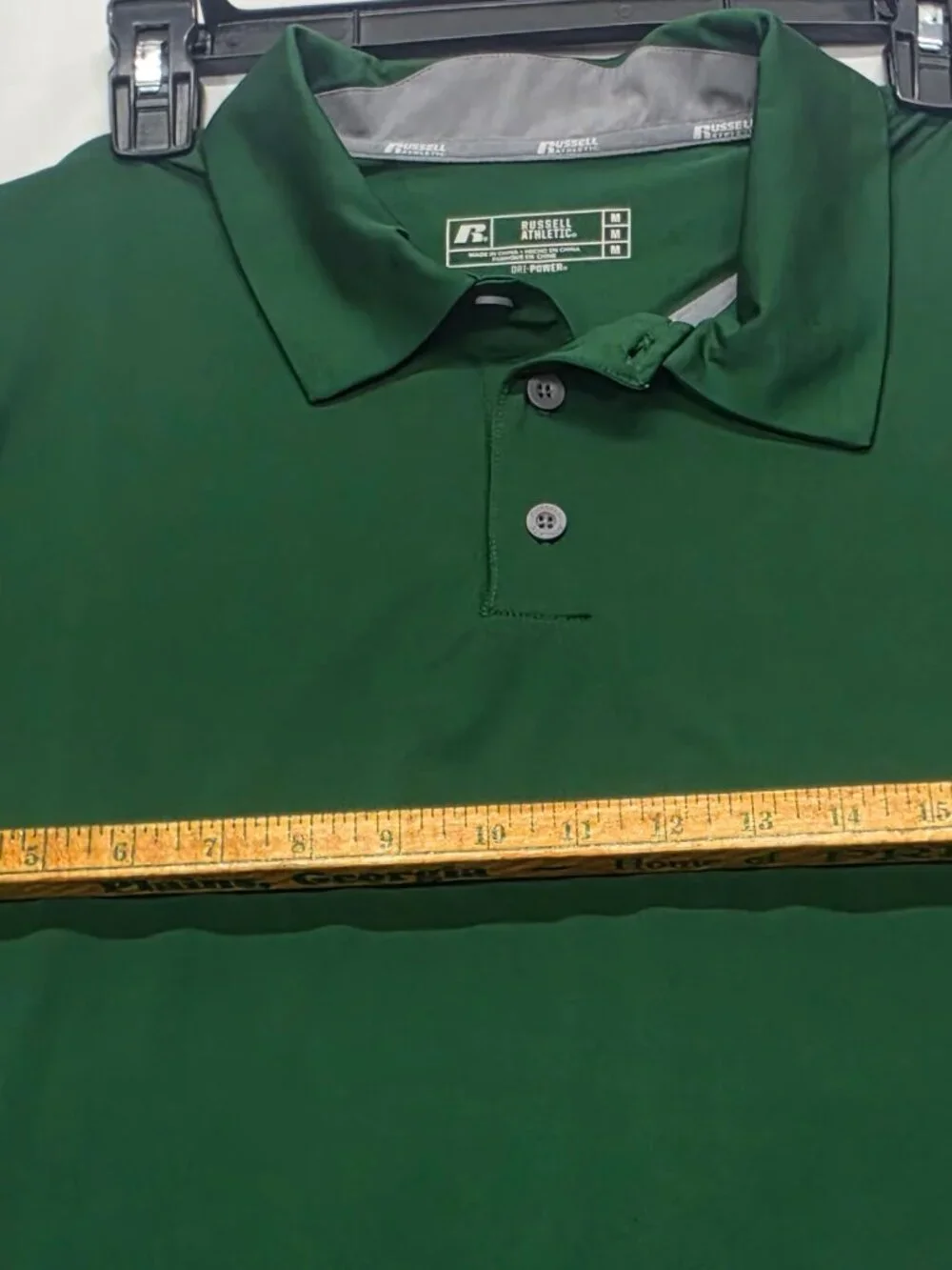 Russell Athletic Dri‑Power Green & Gray Performance Polo – Size Medium